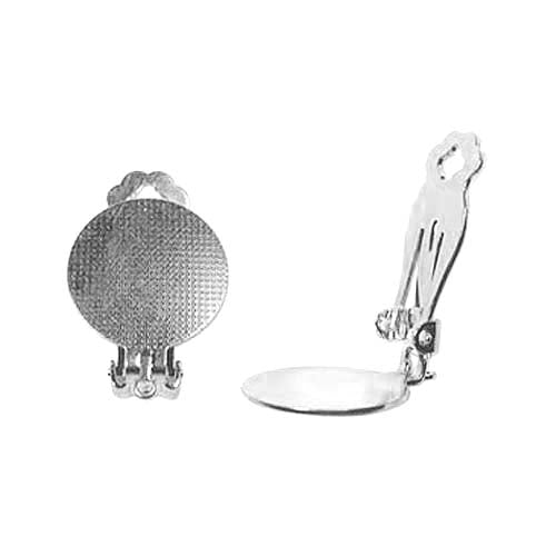 Earring Findings, Clip On Earrings 18mm Glue On Pad, Siver Plated (3 Pairs)