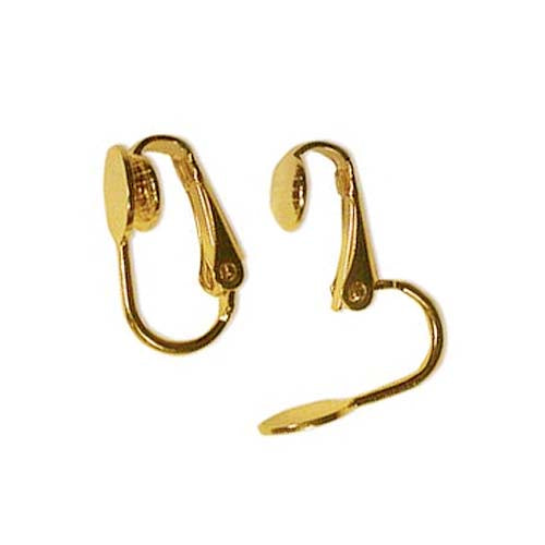 Earring Findings, Clip On Earrings with 7mm Glue On Pad, Gold Plated (6 Pairs)