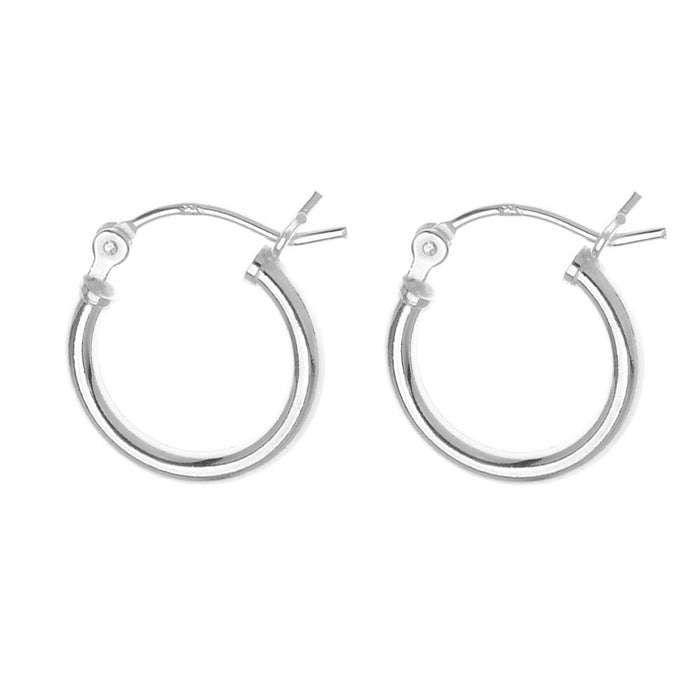 Sterling Silver Small Tube Hoop Earrings - Earring Hoops 14mm (1 Pair)