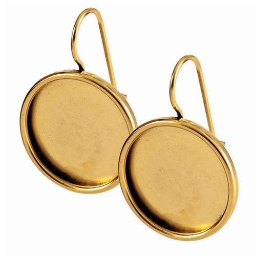 Nunn Design Antiqued 24kt Gold Plated 18mm Bezel Lg Round Earrings (1 Pair)