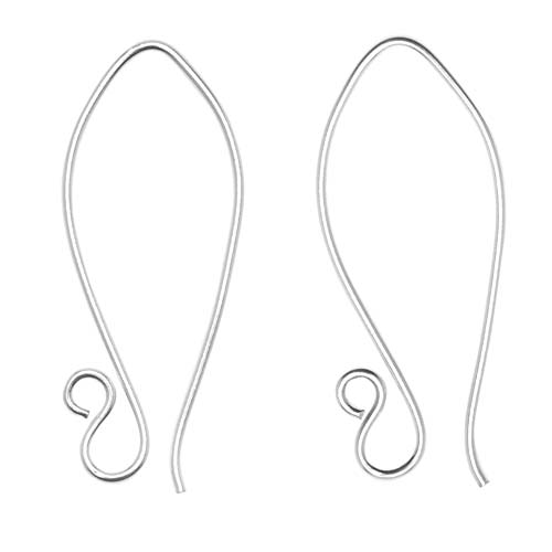 Earring Findings, Long Elegant Hooks 33mm 19 Gauge, Sterling Silver (1 Pair)
