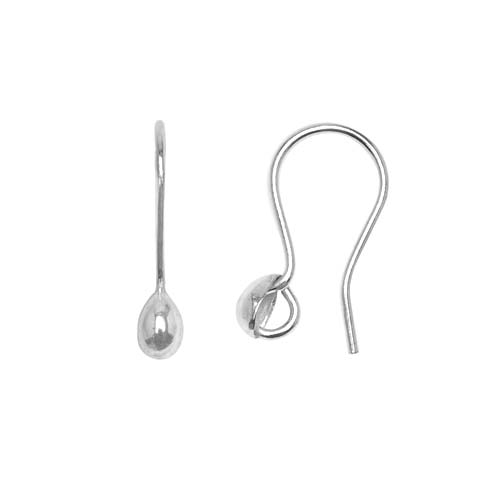 Earring Findings, Ear Wire Hooks with Teardrop 18mm, Silver Plated (5 Pairs)