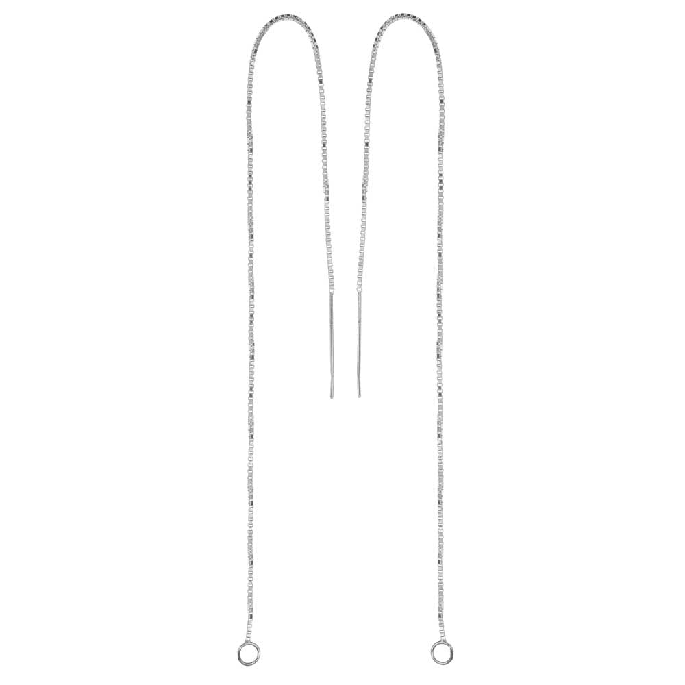 Earring Findings, Ear Threads 6 Inch Box Chain with Loop, Sterling Silver (1 Pair)