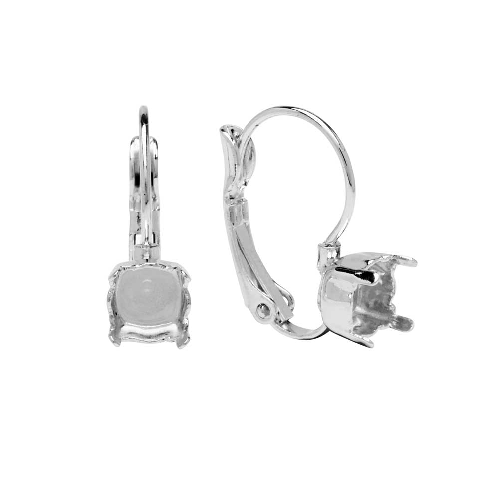 Gita Jewelry Setting for PRESTIGE Crystal, Leverback Earrings for SS29 Chaton, Rhodium Plated (1 Pair)