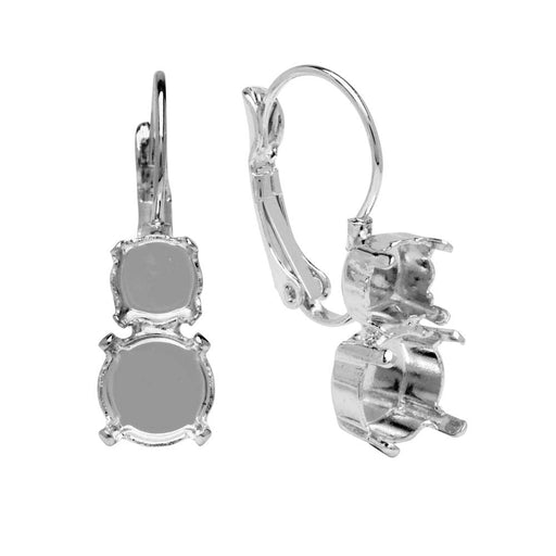 Gita Jewelry Setting for PRESTIGE Crystal, Leverback Earrings, SS29 & SS39 Chatons, Rhodium Plated (1 Pair)