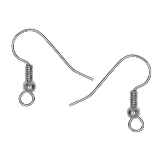 Earring Hooks, w/ Ball and Loop 19mm, Stainless Steel (72 Pairs)