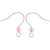 Silver Plated Earring Hooks With Crystal - Light Pink Glass Crystal 5 Pairs