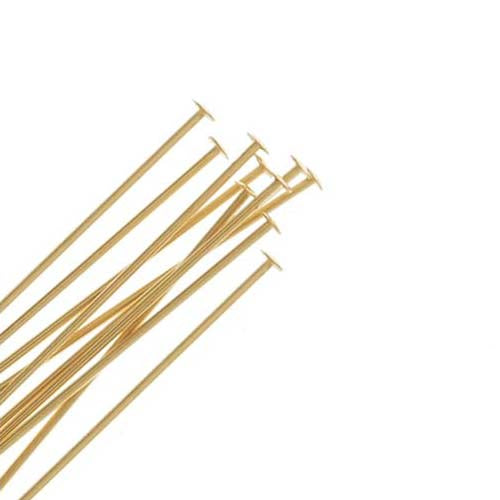 Head Pins, 14K Gold-Filled, 1 Inch Long and 24 Gauge Thick (10 Pieces)