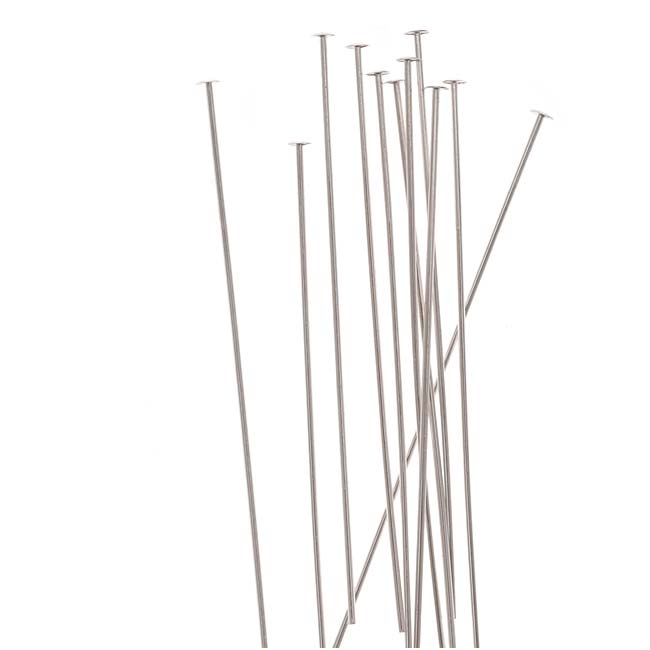 Head Pins, 1.5 Inches Long and 24 Gauge Thick, Sterling Silver (10 Pieces)