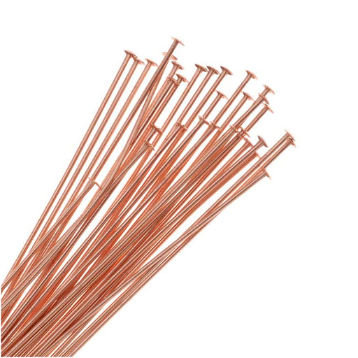 Head Pins, 2 Inches Long and 22 Gauge Thick, Copper (50 Pieces)