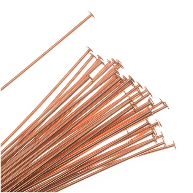 Head Pins, 1.5 Inches Long and 22 Gauge Thick, Copper (50 Pieces)