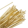 Head Pins, 2 Inches Long and 22 Gauge Thick, Gold Tone Brass (50 Pieces)