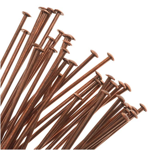 Head Pins, 3 Inches Long and 22 Gauge Thick Antique Copper (24 Pieces)