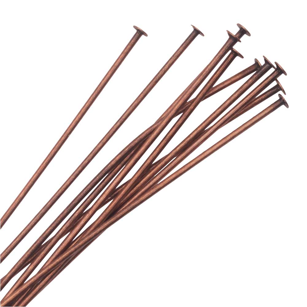 Nunn Design Head Pin, 2 Inches Long and 20 Gauge Thick, Antiqued Copper (10 Pieces)