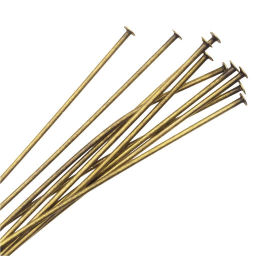 Nunn Design Head Pin, 2 Inches Long and 20 Gauge Thick, Antiqued Gold (10 Pieces)