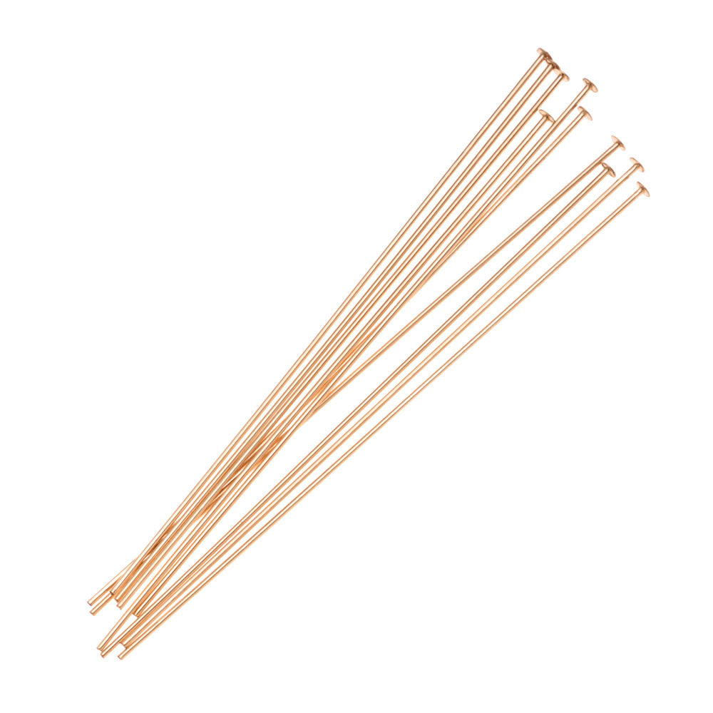 Head Pins, 2 Inches Long and 24 Gauge Thick, 14K Gold FIlled (10 Pieces)