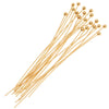 Head Pins, with Ball Head 2 Inches Long and 24 Gauge Thick, 22K Gold Plated (20 Pieces)