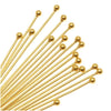 Head Pins, with Ball Head 3 Inches Long and 21 Gauge Thick, 22K Gold Plated (20 Pieces)