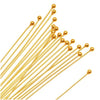 Head Pins, with Ball Head 2 Inches Long and 22 Gauge Thick, 22K Gold Plated (20 Pieces)