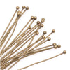 Head Pins, with Ball Head 2 Inches Long and 21 Gauge Thick, Antiqued Brass (20 Pieces)