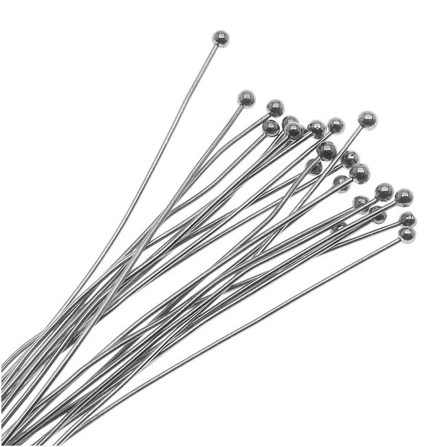 Head Pins, with Ball Head 1.5 Inches Long and 22 Gauge Thick, Gunmetal Plated (20 Pieces)