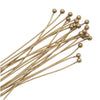 Head Pins, with Ball Head 1.5 Inches Long and 24 Gauge Thick, Antiqued Brass (20 Pieces)