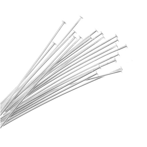 Head Pins, 1.5 Inches Long and 22 Gauge Thick, Silver Plated (50 Pieces)