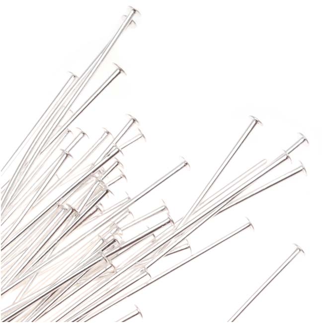 Silver Plated Head Pins 2 Inches Long 22 Gauge (x50)