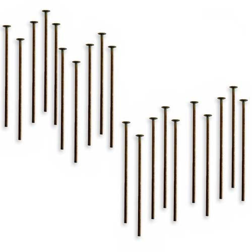 Vintaj Natural Brass Head Pin, 20 Pieces (1 Inch Long and 21 Gauge Thick)