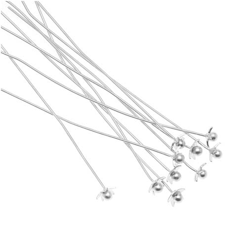Beadalon Head Pin, with Ball Head and Star 2 Inches Long and 24 Gauge Thick, Silver Plated (10 Pieces)