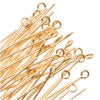 Open Eye Pins, 2 Inches Long and 21 Gauge Thick, 22K Gold Plated (50 Pieces)