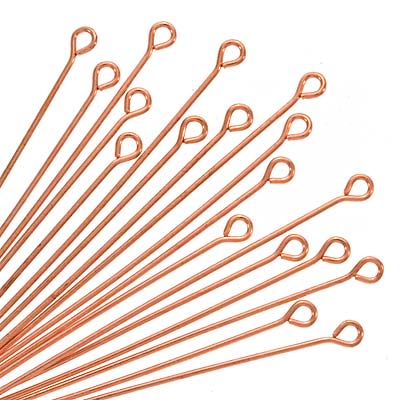 Open Eye Pins, 1.5 Inches Long and 22 Gauge Thick, Copper (50 Pieces)
