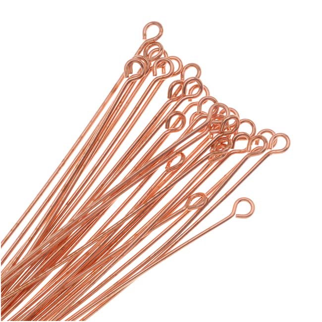 Open Eye Pins, 2 Inches Long and 22 Gauge Thick, Copper (50 Pieces)