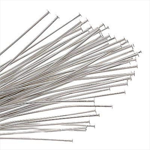 Silver Plated Head Pins 1 Inches Long/21 Gauge (50)
