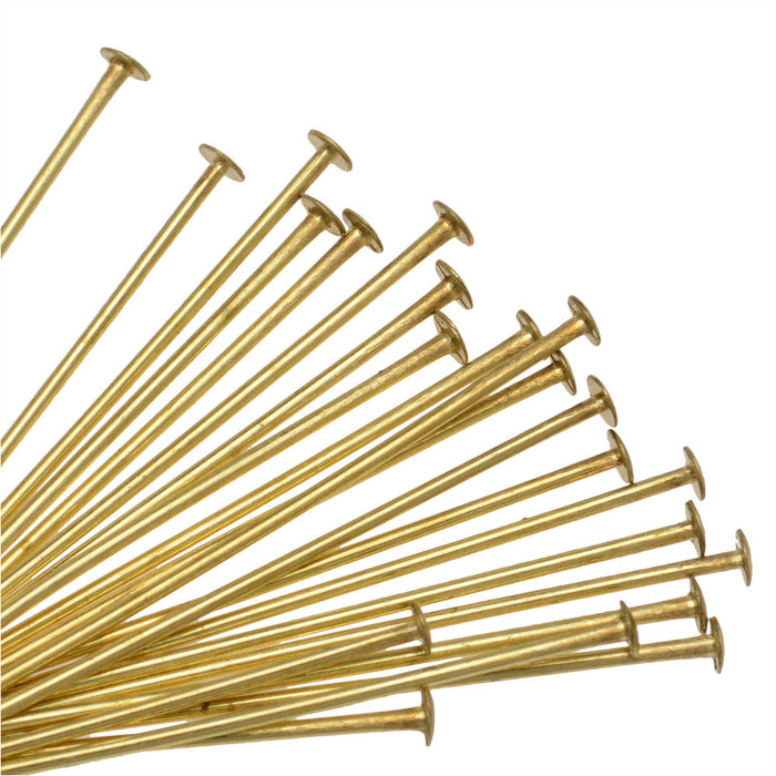 Head Pins, Brass, 1 Inch Long and 22 Gauge Thick (50 Pieces)
