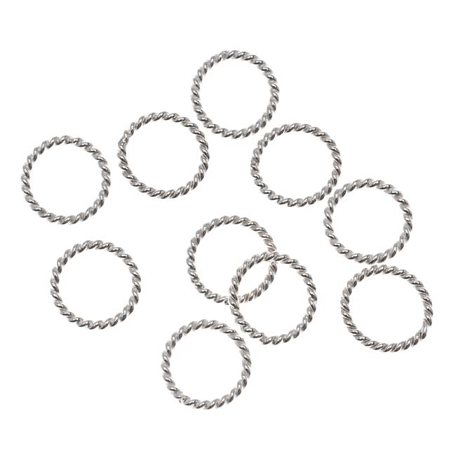 Sterling Silver Closed Jump Rings Twisted 7mm 19 Gauge (10 pcs)