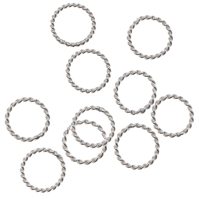 Sterling Silver Closed Jump Rings Twisted 8mm 20 Gauge (10 pcs)