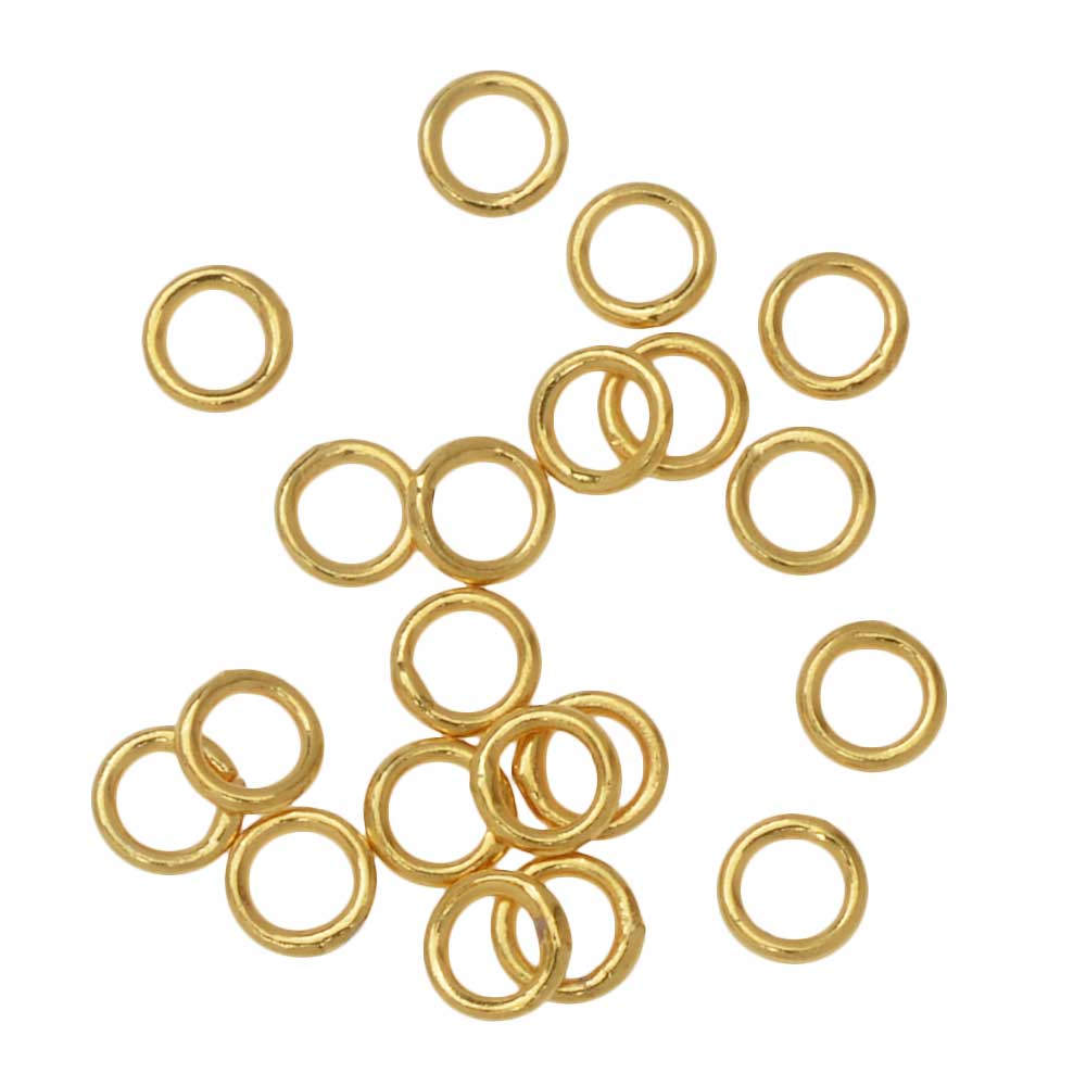 Jump Rings, Closed 4mm Diameter 21 Gauge, Gold Plated (20 Pieces)