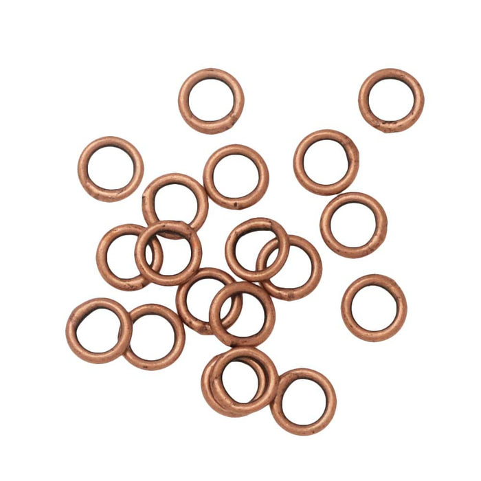 Jump Rings, Closed 4mm Diameter 21 Gauge, Antiqued Copper Plated (20 Pieces)