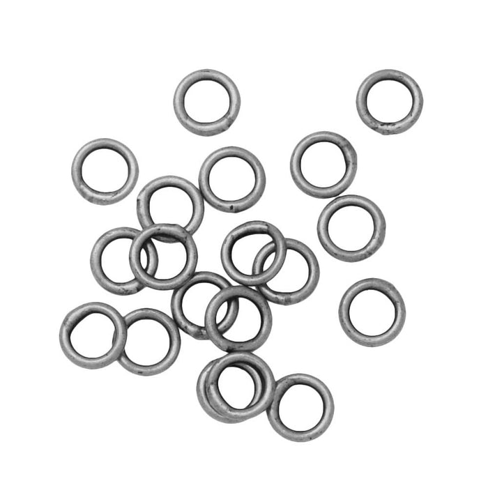 Jump Rings, Closed 4mm Diameter 21 Gauge, Antiqued Silver Plated (20 Pieces)