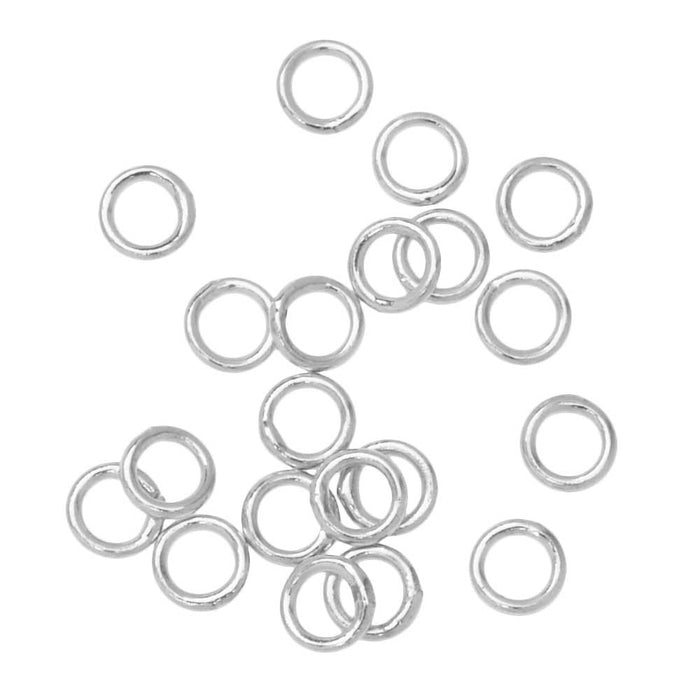 Jump Rings, Closed 4mm Diameter 21 Gauge, Silver Plated (20 Pieces)