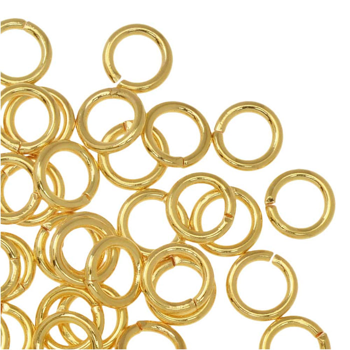 Jump Rings, Open 6mm Diameter 18 Gauge, Gold Plated (50 Pieces)