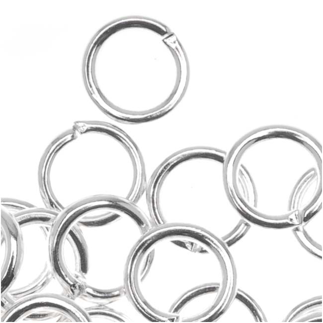 Jump Rings, Open 6mm Diameter 18 Gauge, Silver Plated (50 Pieces)