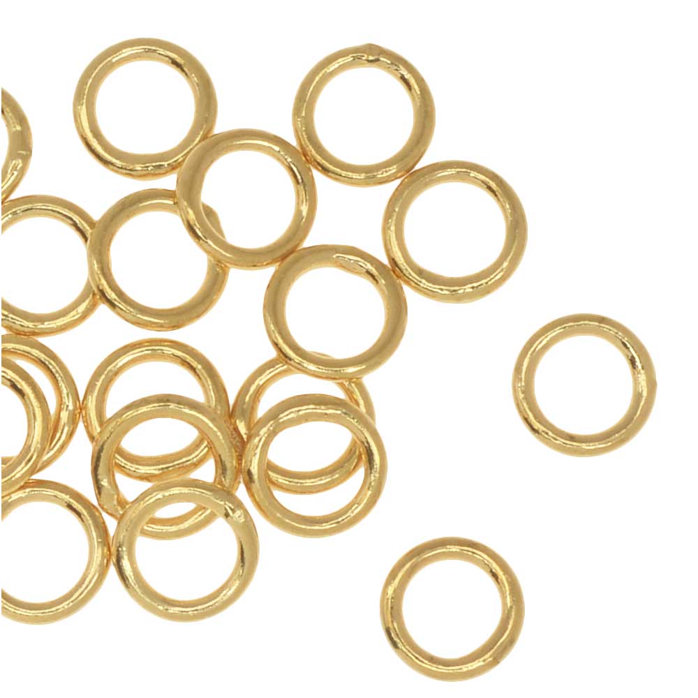 Jump Rings, Closed 6mm Diameter 18 Gauge, Gold Plated (20 Pieces)