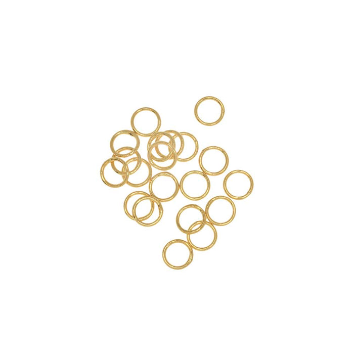 Jump Rings, Closed 6mm Diameter 20 Gauge, Gold Plated (20 Pieces)