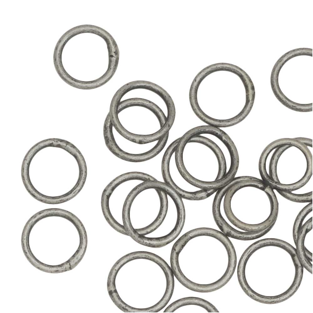 Jump Rings, Closed 6mm Diameter 20 Gauge, Antiqued Silver Plated (20 Pieces)