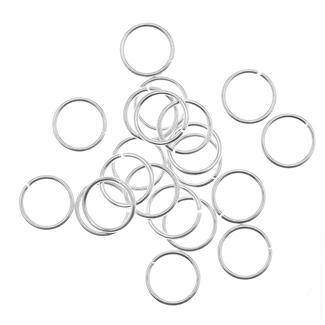 Jump Rings, Open 8mm Diameter 20 Gauge, Silver Plated (100 Pieces)
