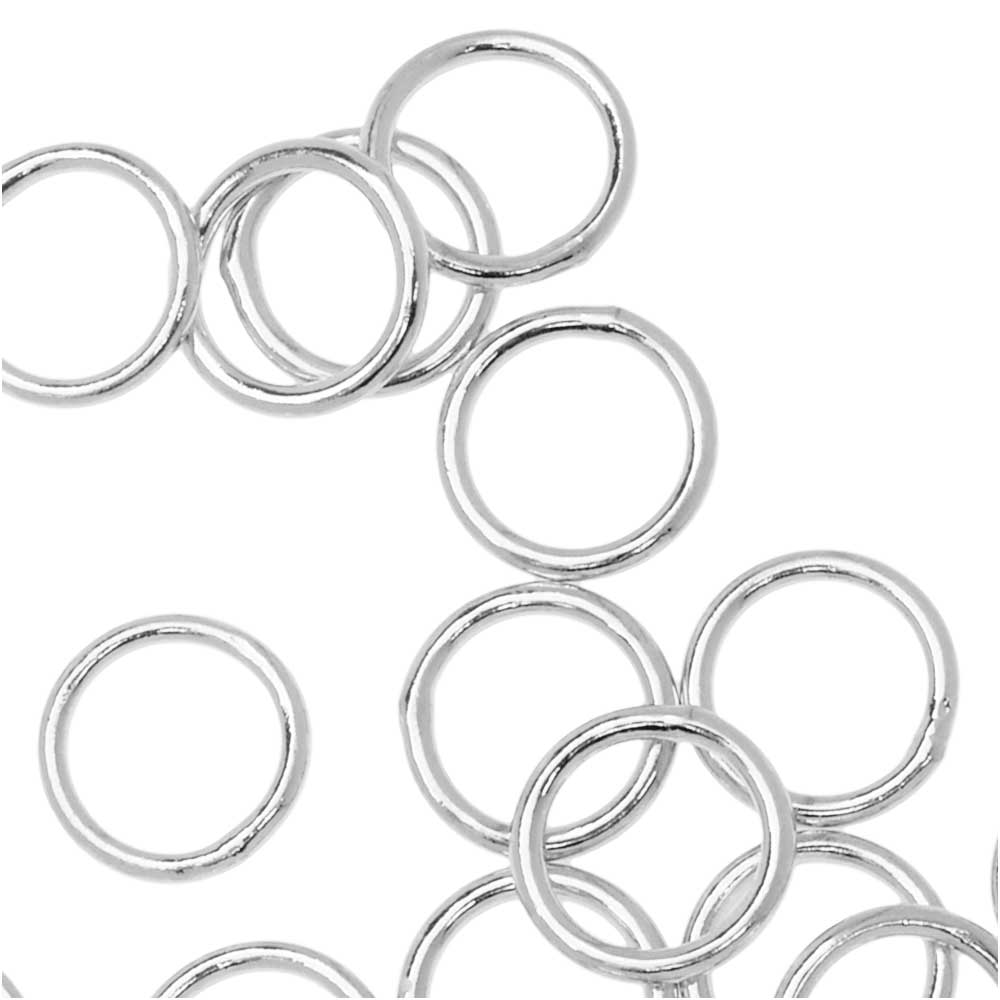 Jump Rings, Closed 8mm Diameter 20 Gauge, Silver Plated (20 Pieces)