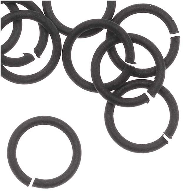 Matte Black Plated Open Jump Rings Round 8mm (25 Pieces)