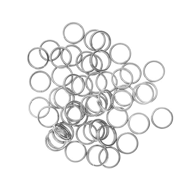 Split Rings, 5mm Diameter 24 Gauge Wire, Silver Plated (50 Pieces)